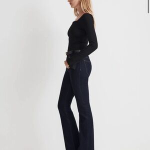 Madewell Blue Flare Wide Leg Jeans with High-Rise Fit